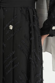 Kruvaze Parlak Abaya - Siyah