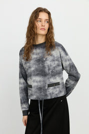 Gathered Blouse with Fabric Mix - Smoke