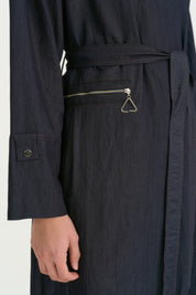 Fabric Mix Belted Rayon Kimono - Indigo