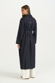 Fabric Mix Belted Rayon Kimono - Indigo