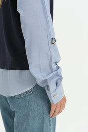 Kumaş Mixli Ribanalı Rayon Sweat - Lacivert