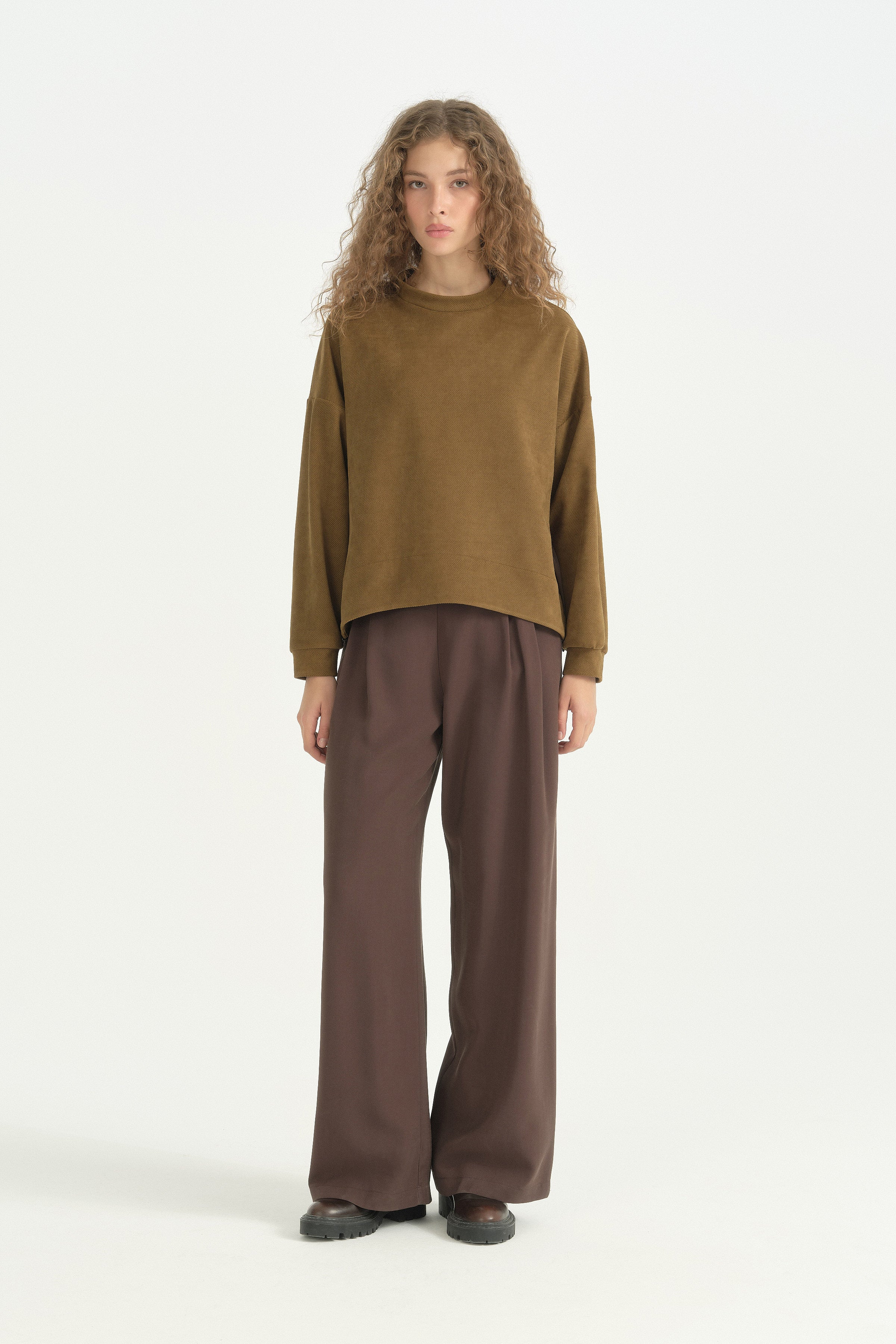 Kumaş Mixli Tarz Lyocell Sweat - Olive