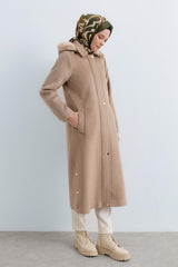 Fur-Detailed Detachable Hooded Coat - Mink