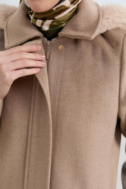 Fur-Detailed Detachable Hooded Coat - Mink