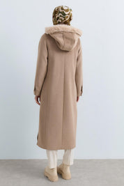 Fur-Detailed Detachable Hooded Coat - Mink