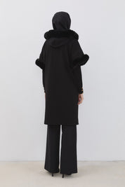Fur-Detailed Vest - Black
