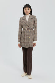Kuşaklı Blazer Ceket - Kahve
