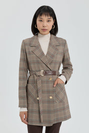 Kuşaklı Blazer Ceket - Kahve
