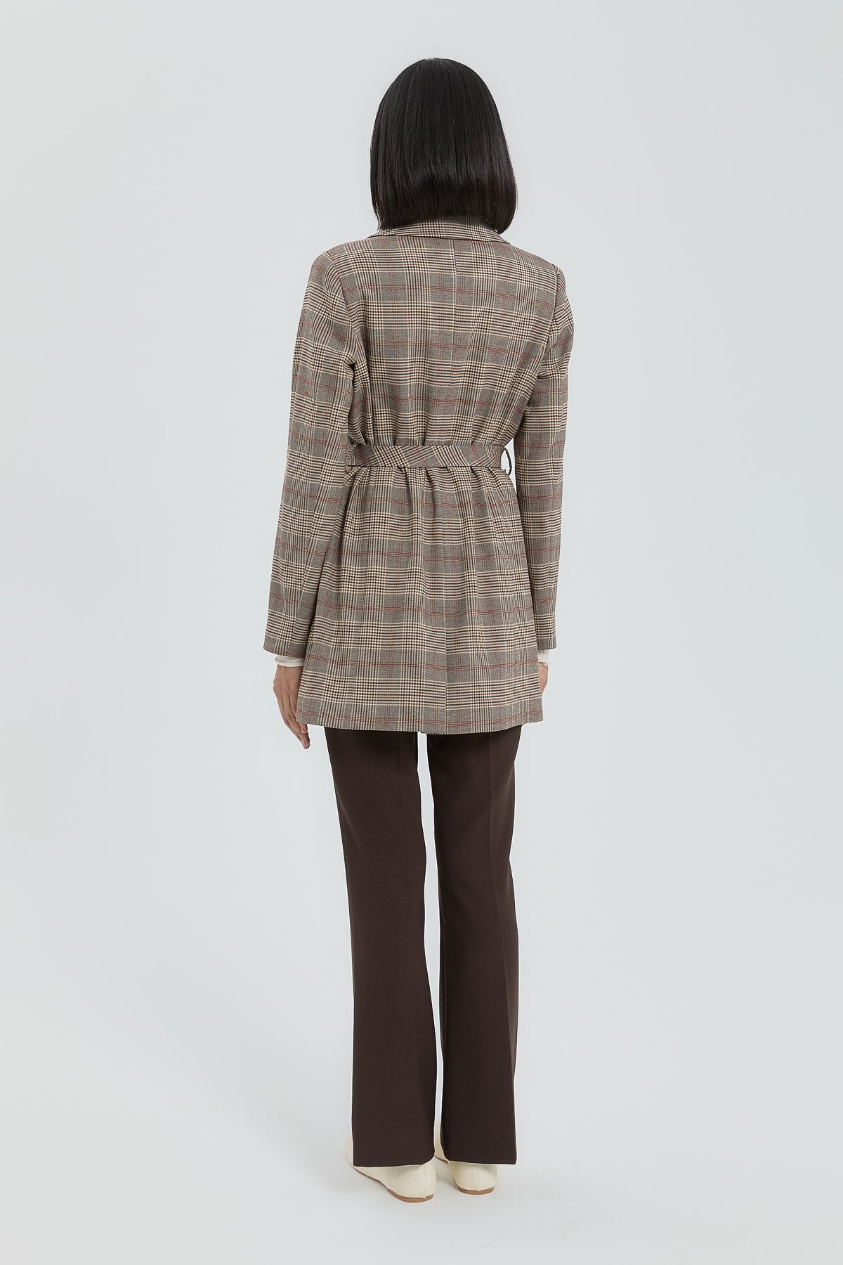 Kuşaklı Blazer Ceket - Kahve