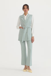 Kuşaklı Blazer Yelek - Aqua