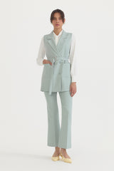 Kuşaklı Blazer Yelek - Aqua