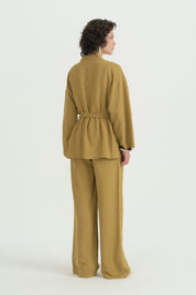 Belted Linen Short Kimono - Acid