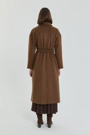 Belted Double-Breasted Coat - Light Brown