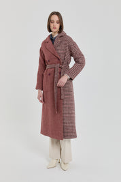 Kuşaklı Kruvaze Kaban - Bordo