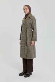 Belted Double-Breasted Coat - Khaki