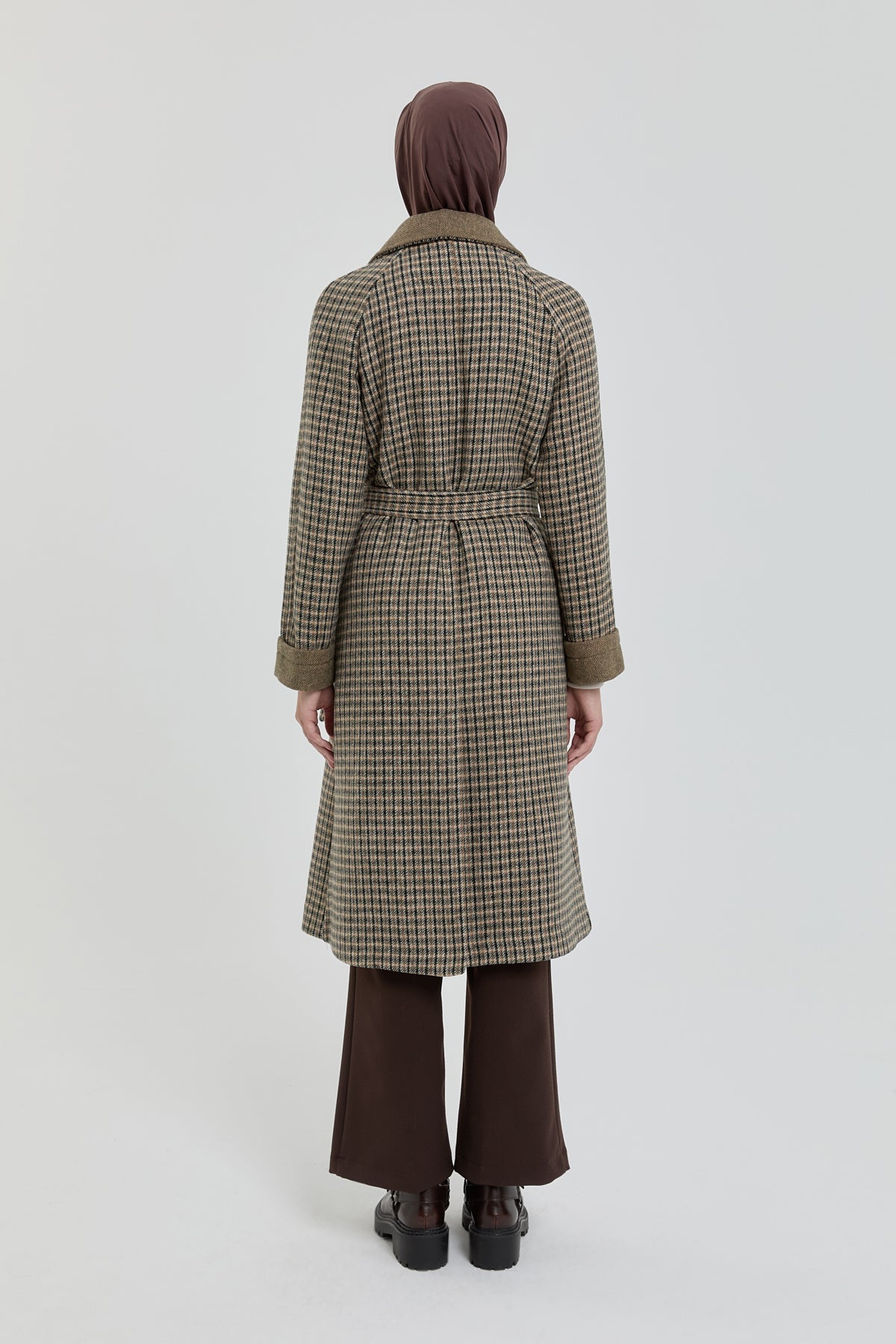 Belted Double-Breasted Coat - Khaki