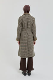 Belted Double-Breasted Coat - Khaki