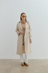 Belted Double-Breasted Trench Coat - Beige