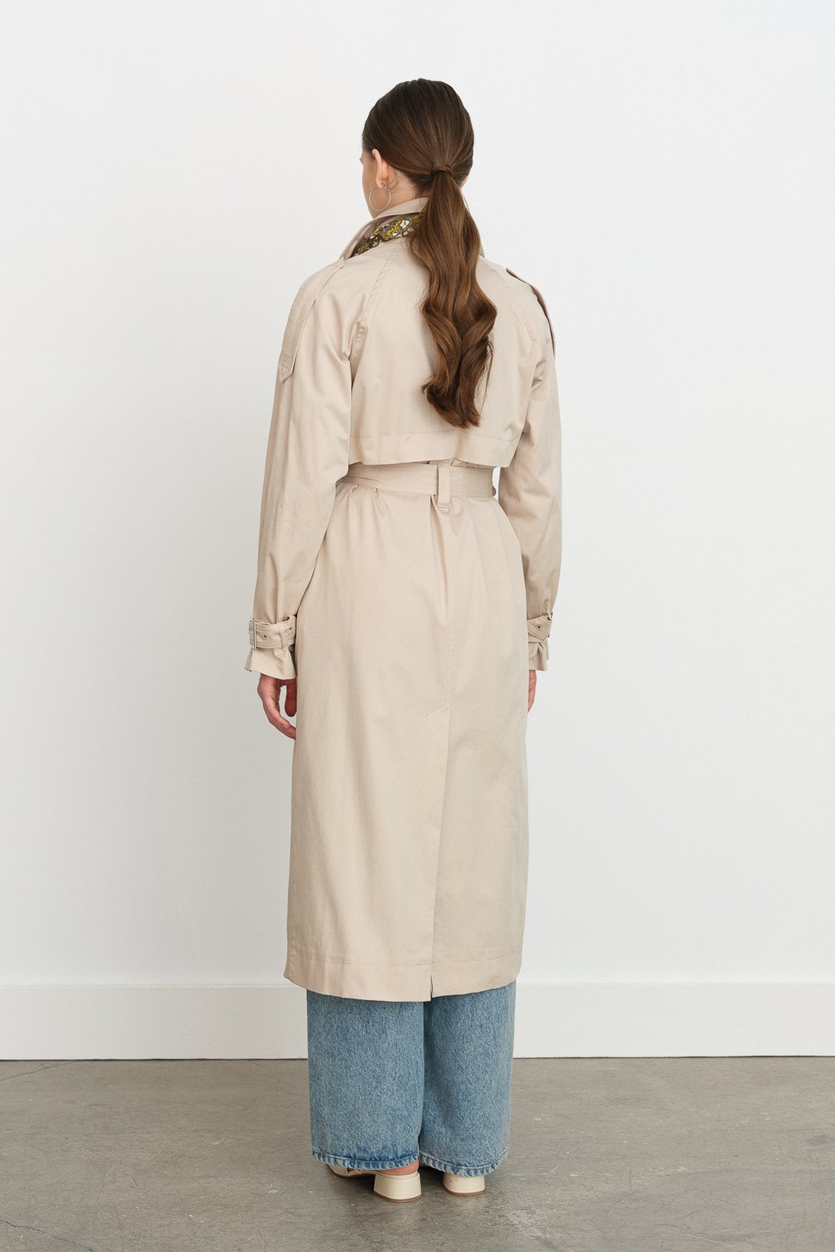 Belted Double-Breasted Trench Coat - Beige