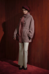 Kuşaklı Şal Yaka Detaylı Kaban - Bordo
