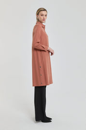 Eyelet Detail Shirt Collar Tunic - Terracotta