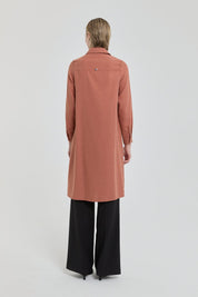 Eyelet Detail Shirt Collar Tunic - Terracotta