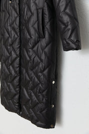 Quilted Coat with Eyelet Detail - Black