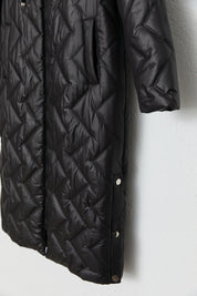 Quilted Coat with Eyelet Detail - Black