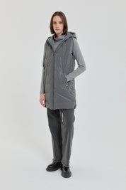 Eyelet Detail Quilted Vest - Grey