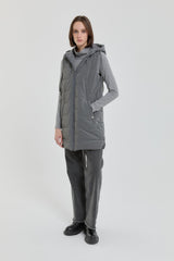 Eyelet Detail Quilted Vest - Grey