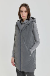 Eyelet Detail Quilted Vest - Grey