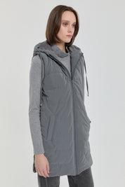 Eyelet Detail Quilted Vest - Grey