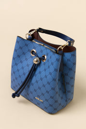 Monogram Kuşgözü Detaylı Satchel Çanta - Lacivert