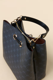 Monogram Kuşgözü Detaylı Satchel Çanta - Siyah