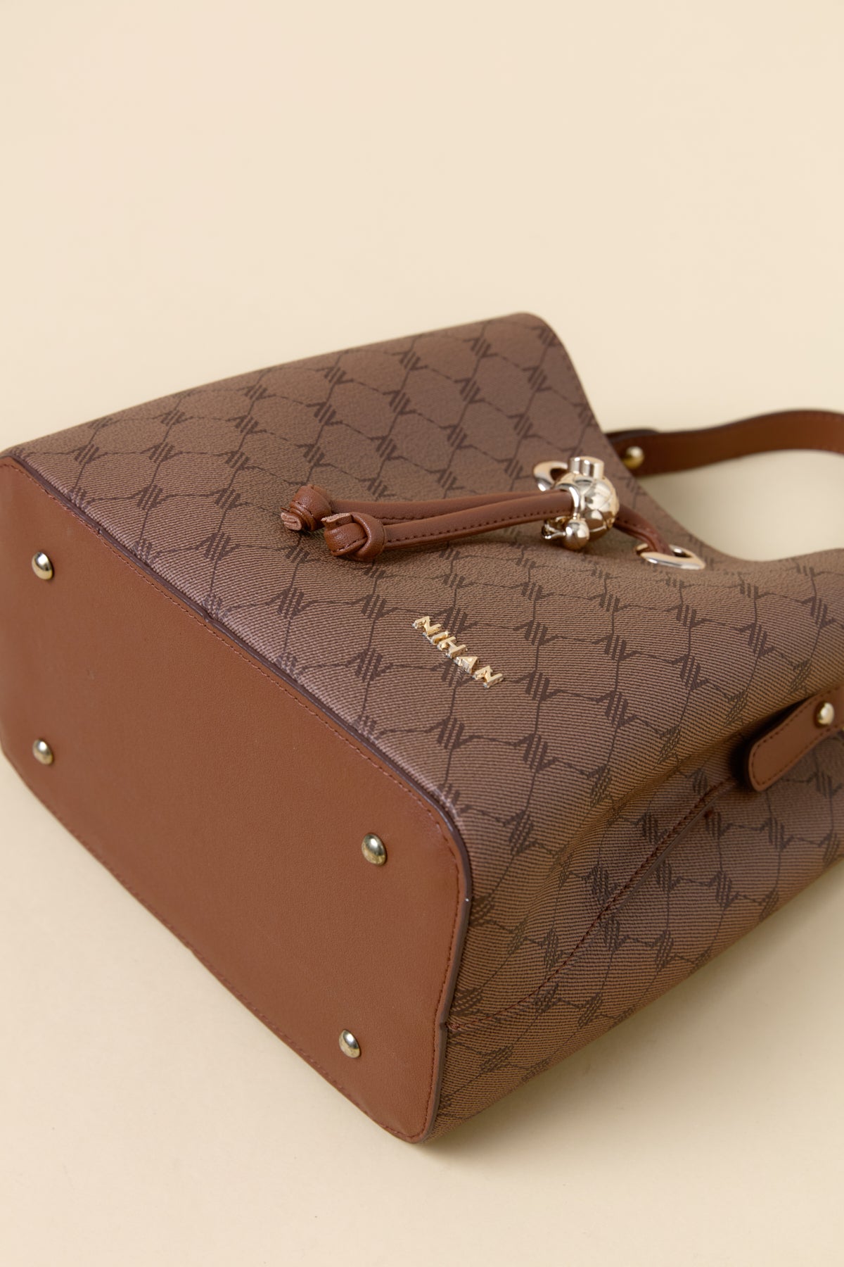 Monogram Kuşgözü Detaylı Satchel Çanta - Taba