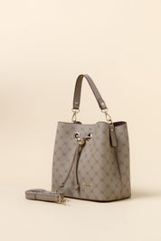 Monogram Kuşgözü Detaylı Satchel Çanta - Vizon