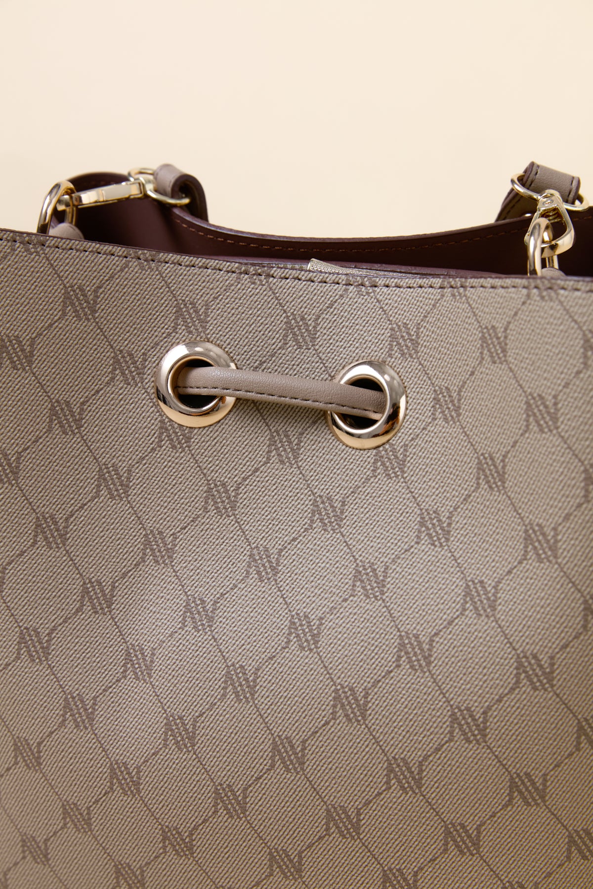 Monogram Kuşgözü Detaylı Satchel Çanta - Vizon