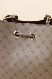 Monogram Kuşgözü Detaylı Satchel Çanta - Vizon