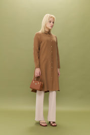Eyelet Detail Tencel Tunic - Light Brown