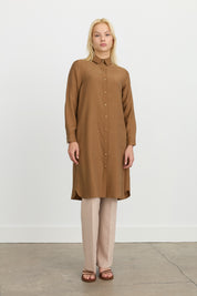 Eyelet Detail Tencel Tunic - Light Brown