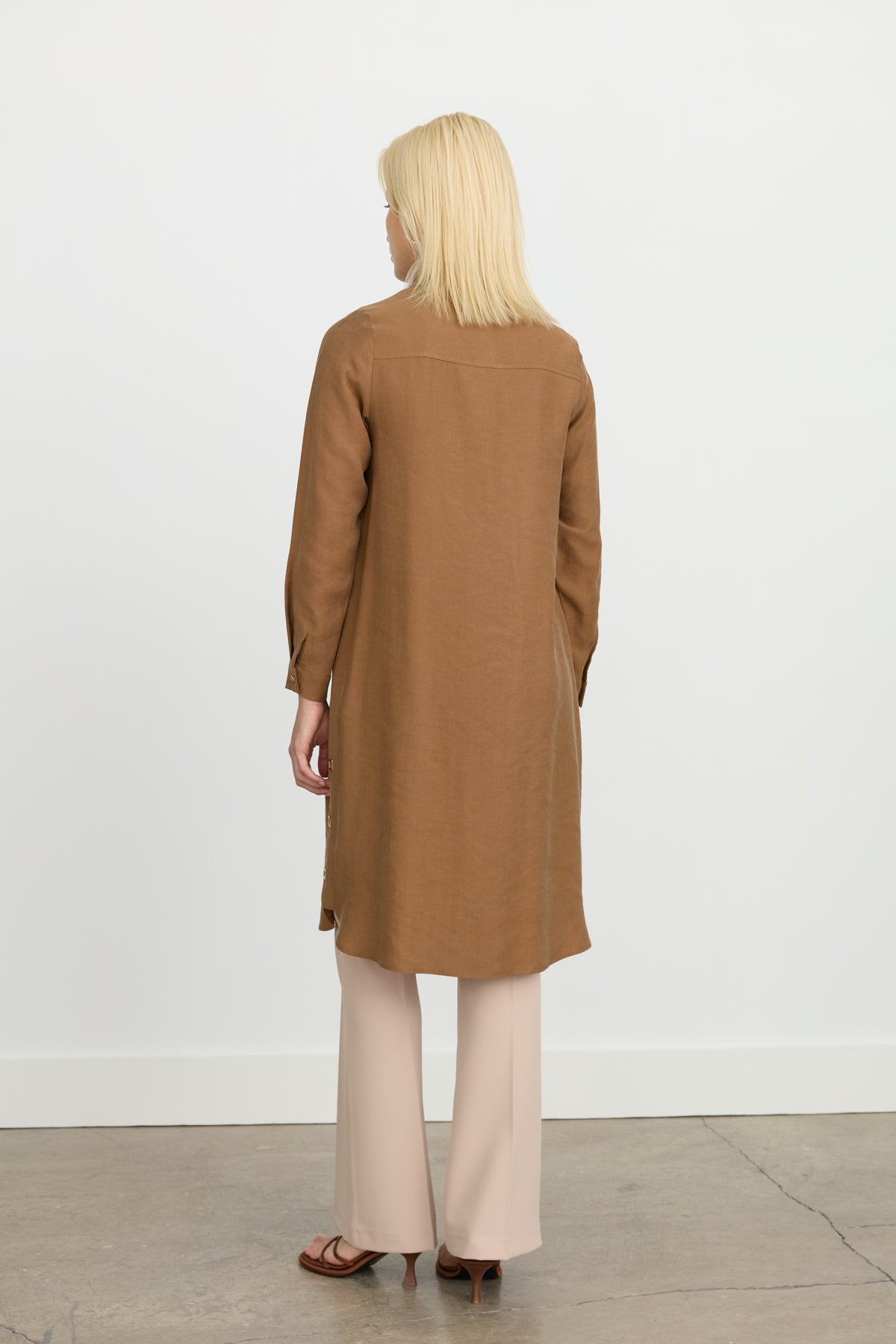 Eyelet Detail Tencel Tunic - Light Brown