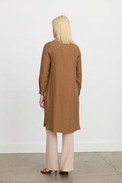 Eyelet Detail Tencel Tunic - Light Brown