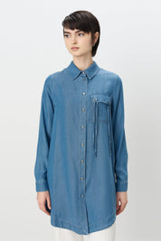 Kuşgözü Detaylı Tencel Tunik - Buz