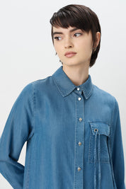 Kuşgözü Detaylı Tencel Tunik - Buz