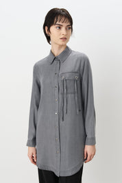Kuşgözü Detaylı Tencel Tunik - Gri