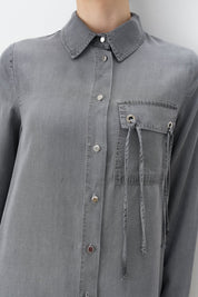 Kuşgözü Detaylı Tencel Tunik - Gri