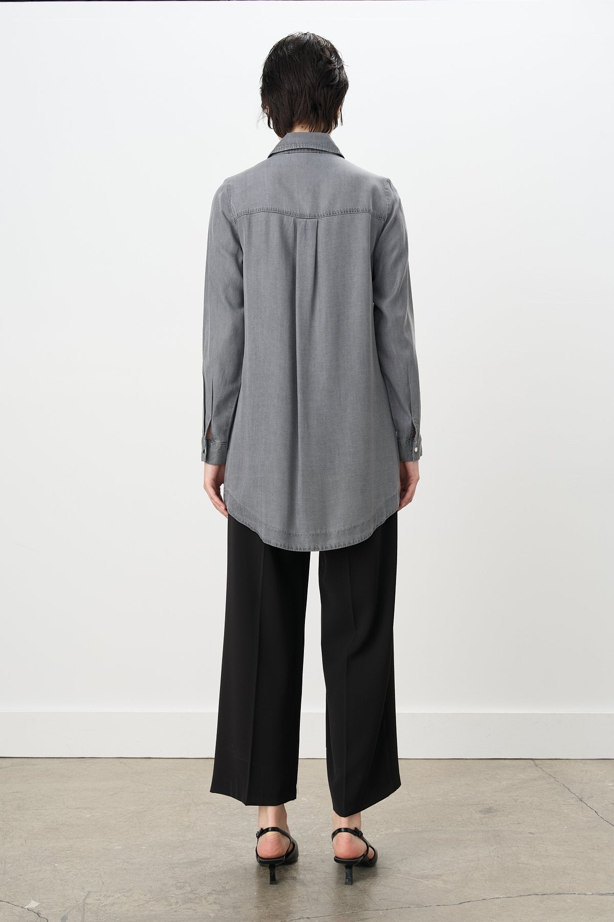 Kuşgözü Detaylı Tencel Tunik - Gri
