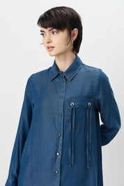 Eyelet Detail Tencel Tunic - Indigo