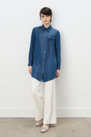 Eyelet Detail Tencel Tunic - Indigo