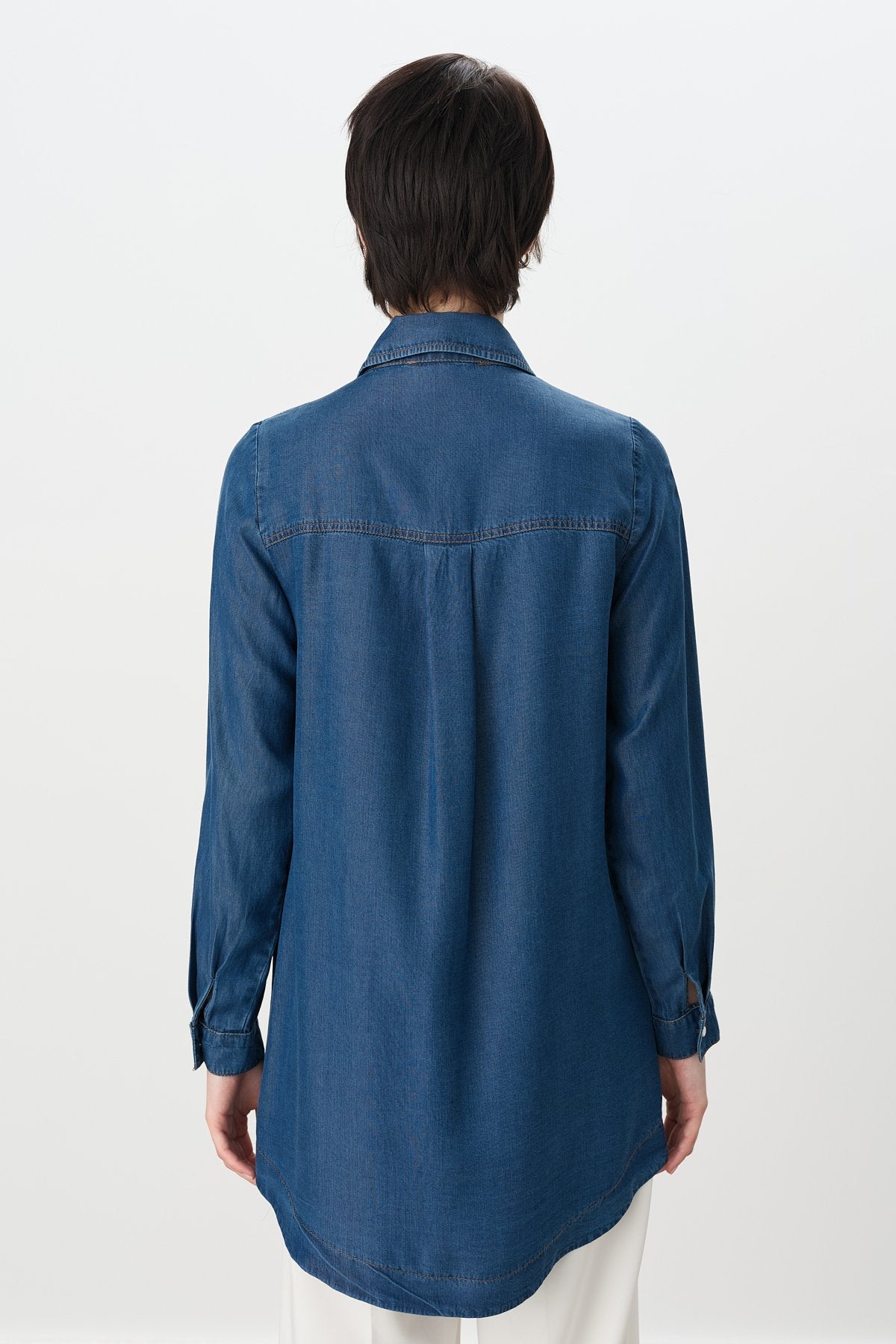 Eyelet Detail Tencel Tunic - Indigo